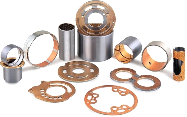 Which parts of the excavator need to be installed with self-lubricating bearings?